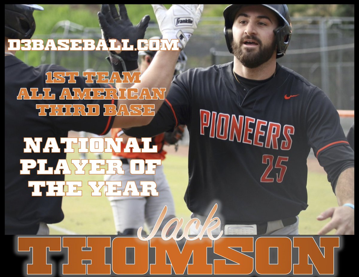 It seems that the rest of the country has discovered what we have known for a long time - Jack Thomson is good at ⚾️!  Congrats to Jack on being only the 2nd 1st team All-American in school history and the first Pio ever to be named National Player of the Year!