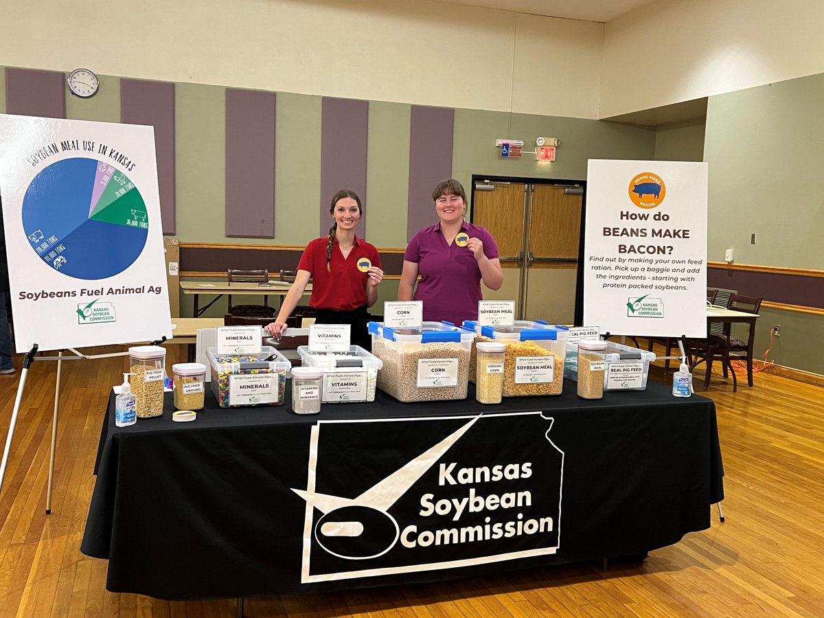 Hey <a href="/KansasFFA/">Kansas FFA</a> - stop by and see how beans make bacon! We're set up at the opportunity fair with all the ingredients to make your own pig feed snack mix. 🐷