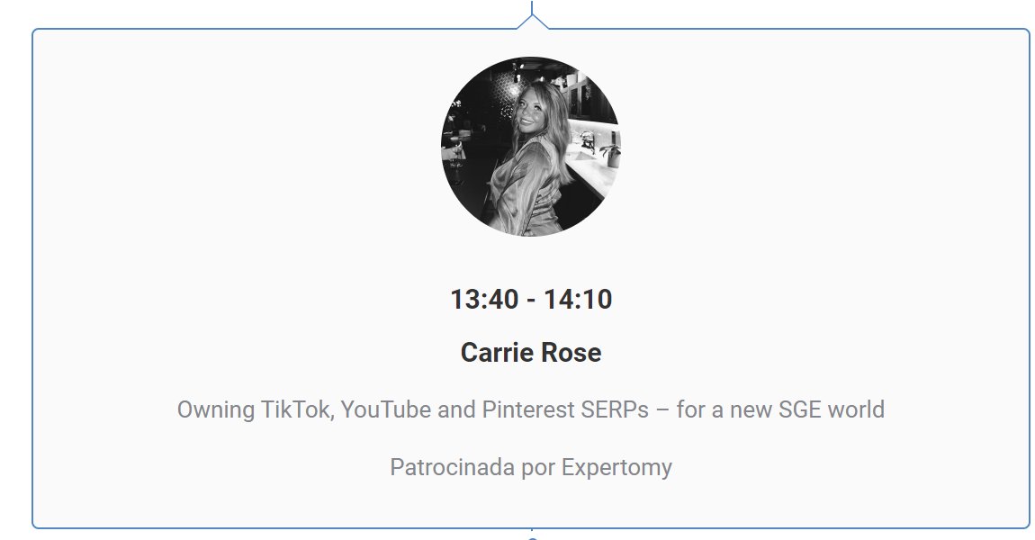 sicodeandres's tweet photo. We already have the title of @CarrieRosePR  presentation at SEonthebeach 23. #sob23In In this talk Carrie will talk about the new search generative experience, and the role content and the media has to play in this on other channels. https://t.co/91HFjmSzaG https://t.co/GNcqdWlKxs