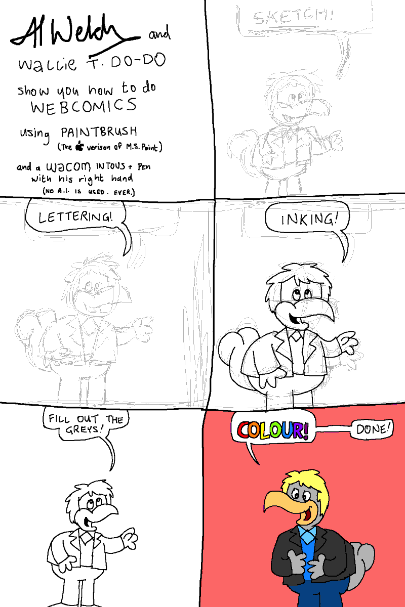 Here's my #tutorial on how to make art/comics, as seen on <a href="/WebcomicsGarden/">Webcomics Garden</a>'s <a href="/discord/">Discord</a> server.
(You may want to zoom in on the second panel, though.) #cartoonist #humanartist - Al.