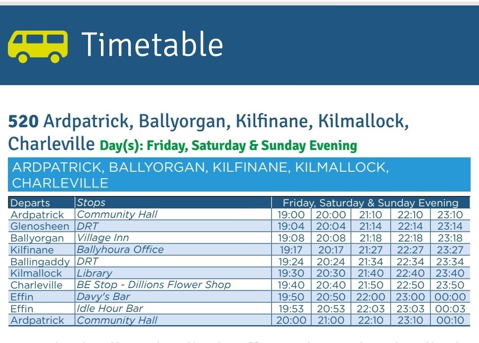 🎶 🎻 Fleadh Cheoil Luimnigh 2023 🎶 🎻 Why not avail of our 520 Evening Service over the Fleadh Bank Holiday weekend.