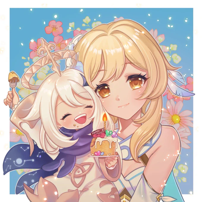 パイモンちゃんも!お誕生日おめでと 美味しいものいっパイモン食べさせてあげたい... #パイモン生誕祭2023 #GenshinImpact #Paimon