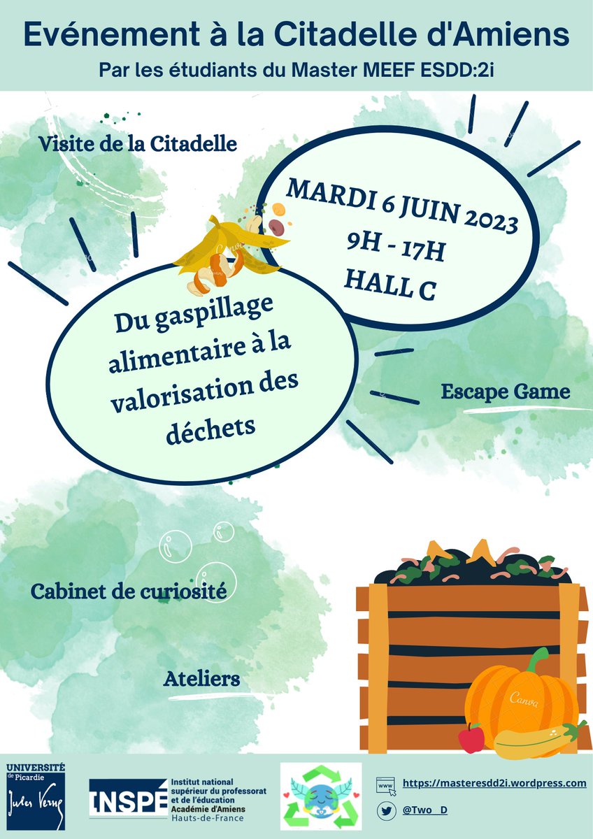 Two__D's tweet photo. ♻️J-7 ! Vous avez des questions sur le gaspillage alimentaire et la valorisation des déchets ? Retrouvez nous le mardi 6 juin dans le hall C de la Citadelle d'Amiens. ♻️ https://t.co/DLmXRk2bq5