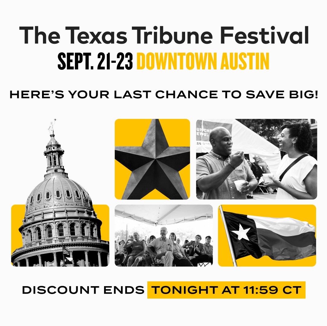 Here’s your last chance to save BIG — TribFest discount ends tonight! Don’t forget — members get the ultimate experience, including a registration discount, access to members-only sessions during the Festival and so much more. trib.it/HmX #TribFest23