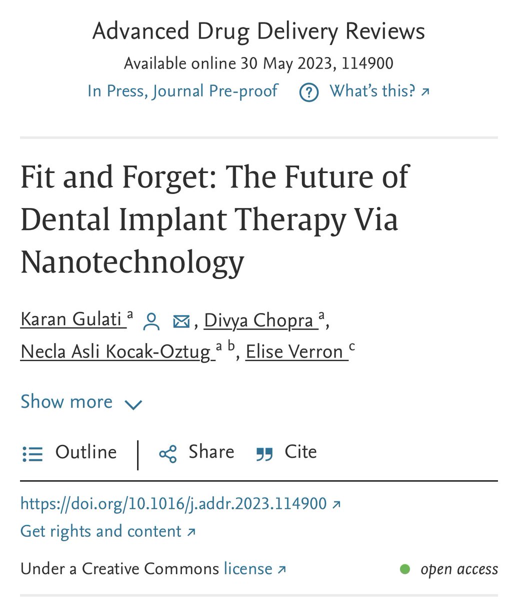 drkgulati's tweet photo. HOT NEWS!!
Latest review published in @ADDReditors (IF 17.87): ‘Dental Implant Therapy via Nanotechnology’.
Check out the link below:
https://t.co/XM4aPEuoGO
#DentalImplants #Titanium #Anodization #Therapy #LocalDrugDelivery
@UQHealth @GATORS_Research https://t.co/mszjngxHHp
