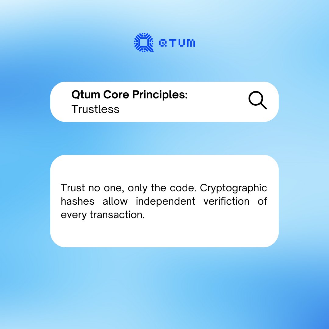 qtum's tweet photo. #QtumCorePrinciples
Trustless is one of Qtum’s principles. #Qtum ensures decentralization, censorship resistance, and irrefutability. 🤝
#Qtum #blockchain https://t.co/f51zsB461F