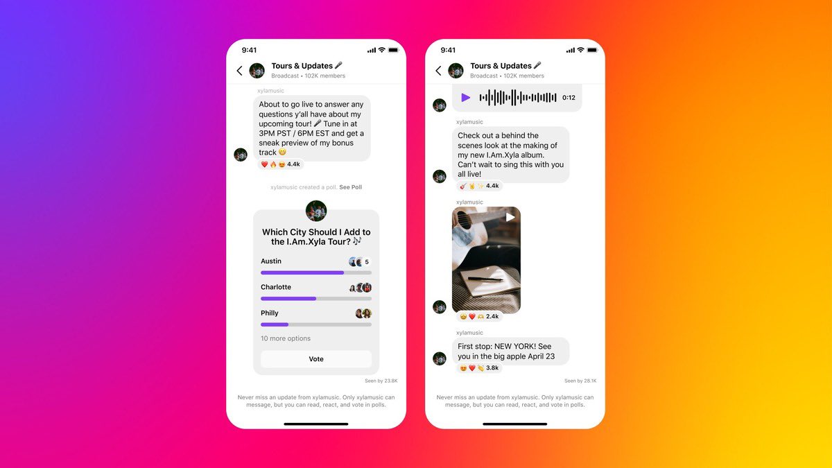 Instagram qui lance des « canaux » comme Telegram 👀 la guerre est lancée ? Ces canaux vont aussi arriver sur Facebook et Messenger d’après Zuckerberg 

🔗 blogdumoderateur.com/instagram-lanc…