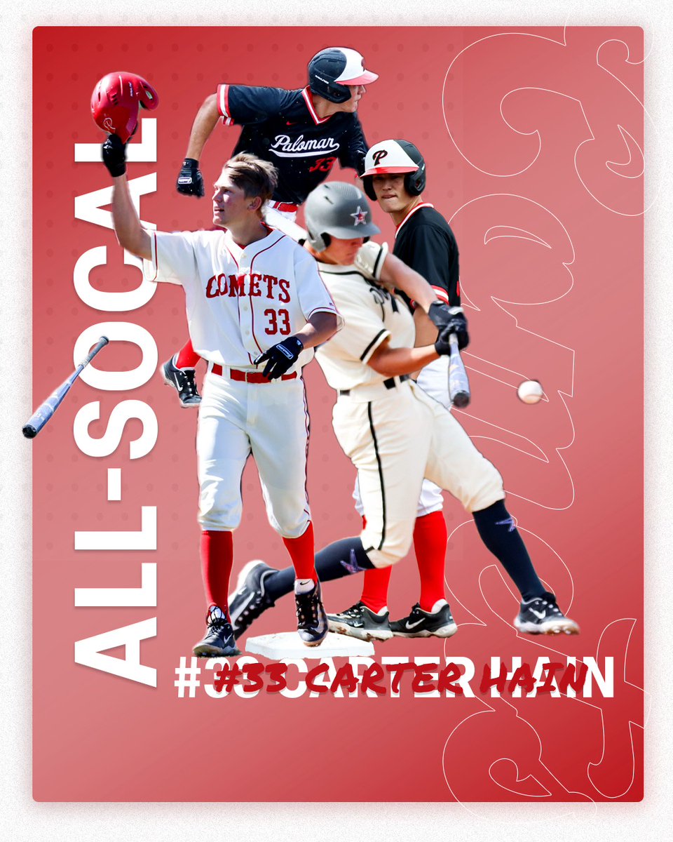 Congrats to <a href="/CarterHain/">Carter Hain</a> for being named to the 2023 California Community College All Southern California Team!

Carter finished his career as a #Comet w/ a .367 AVG in 237 ABs w/ 22 2B, 3 3B, 11 HR &amp; 82 RBI.

Congrats, Carter!

#RollComets
