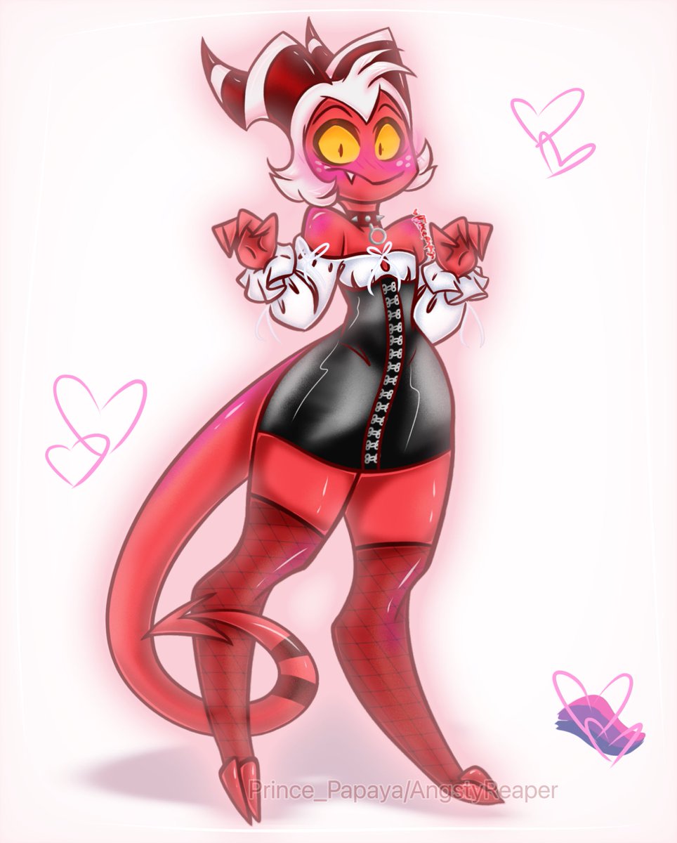Prince_Papaya's tweet photo. *Semi Suggestive*💕
It seems like the poor dude got put in another dress😶💕 I wonder who put it on him this time ?👀 
#helluvabossmoxxie #HelluvaBossFanart #Moxxie #moxxieindrag #IloveuMoxxieIswear #justhavingsomefun #helluvaboss https://t.co/D2GDUWxPWQ