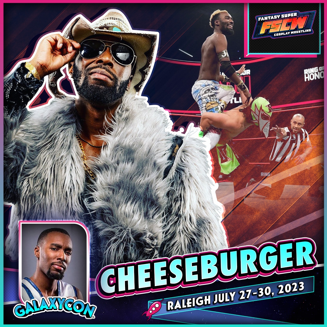 GalaxyConRDU's tweet photo. Meet @CheeseburgerROH at GalaxyCon Raleigh July 27-30, 2023 at the Raleigh Convention Center!
Find Out More: https://t.co/gE9LG4pcTj
#GalaxyCon #GalaxyConRaleigh #ComicCon #WorldFamousCB #RingofHonor #prowrestling #AEWDarkElevation https://t.co/IYOImCqpdP