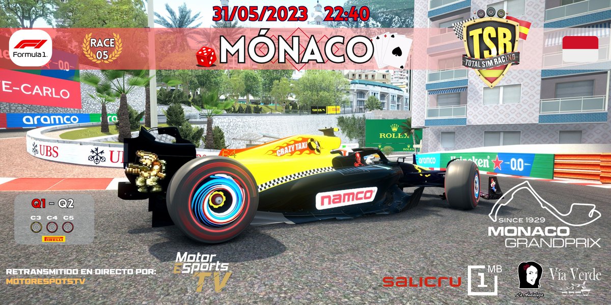 TSRSimRacing's tweet image. Cambio de formato para Mónaco, por si era poco especial, pasamos a tener Qualy y Carrera en la misma jornada. Esfinteres apretados y coderas para los muros preparadas, 5º cita del mejor campeonato actual. Safety calienta que sales...
Síguelo en twitch.tv/motoresportstv