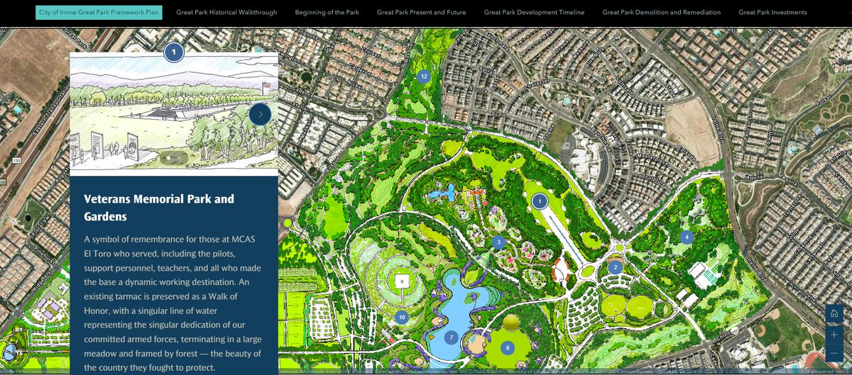 Are you building #maps for a local organization or using stories to communicate planning efforts? 

Don't miss this ArcGIS #StoryMaps collection by @city_of_irvine! Their Great Park Framework Plan includes stunning illustrations in the intro map tour. 🤯 arcg.is/0amvqf0
