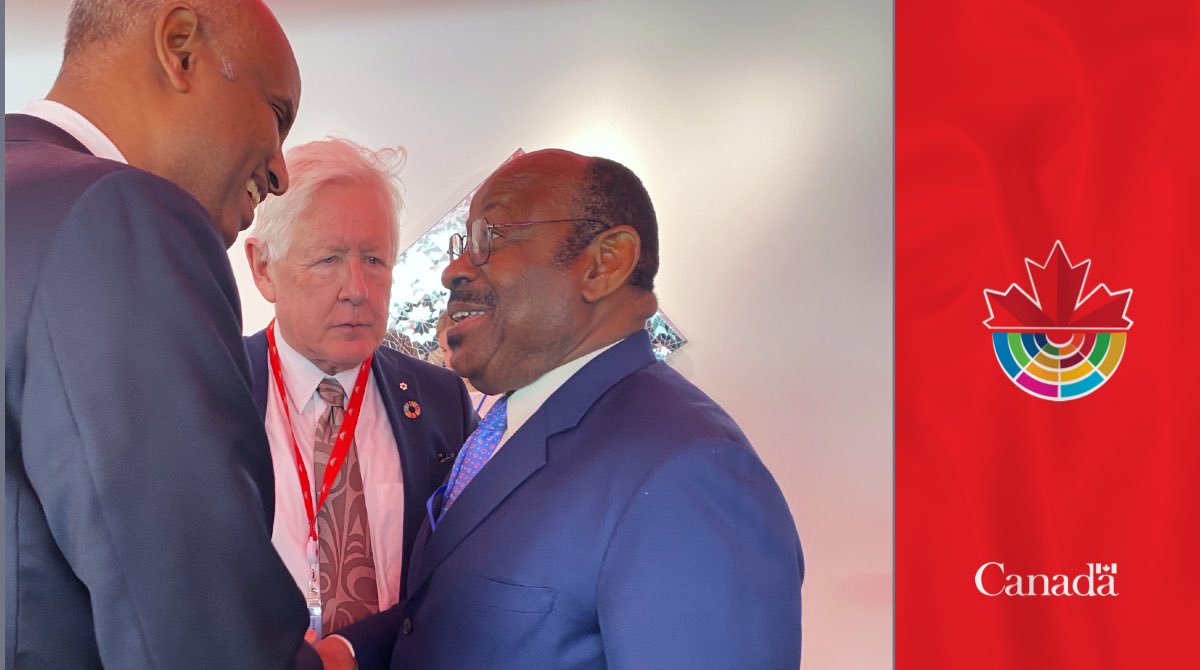 CanadaUN's tweet image. Ambassador @BobRae48 was pleased to discuss Central Africa with the PR of Equatorial Guinea, 🇬🇶 Ambassador Anatolio Ndong Mba.

They also met 🇨🇦 @ESDC_GC’s Minister Hussen who was already at the Mission for a #PFPAD reception.