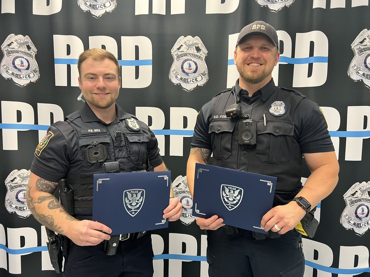 roanokepolice's tweet photo. It’s always a great day when we can recognize the incredible work that officers are doing to keep our community safe!
Officers Hill and Foster both received Letters of Commendation for their work apprehending a violent offender in January of this year.
Congrats!
#RPDpride https://t.co/eip1OvdiKz