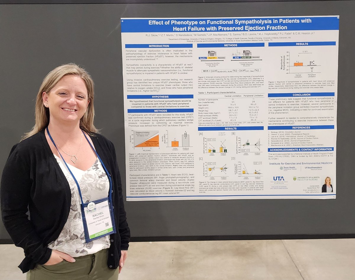Had a great time presenting my poster on functional sympatholysis in HFpEF at <a href="/ACSMNews/">American College of Sports Medicine</a> today. 

If you missed it, feel free to send me a DM and I'd be happy to chat about our work!