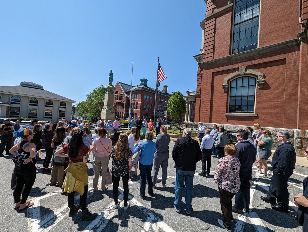 RepAMF's tweet image. Proud to join members of our community for the raising of the Pride Flag today at Gloucester City Hall! We are extremely fortunate to live in Massachusetts where everyone can live as their authentic selves.