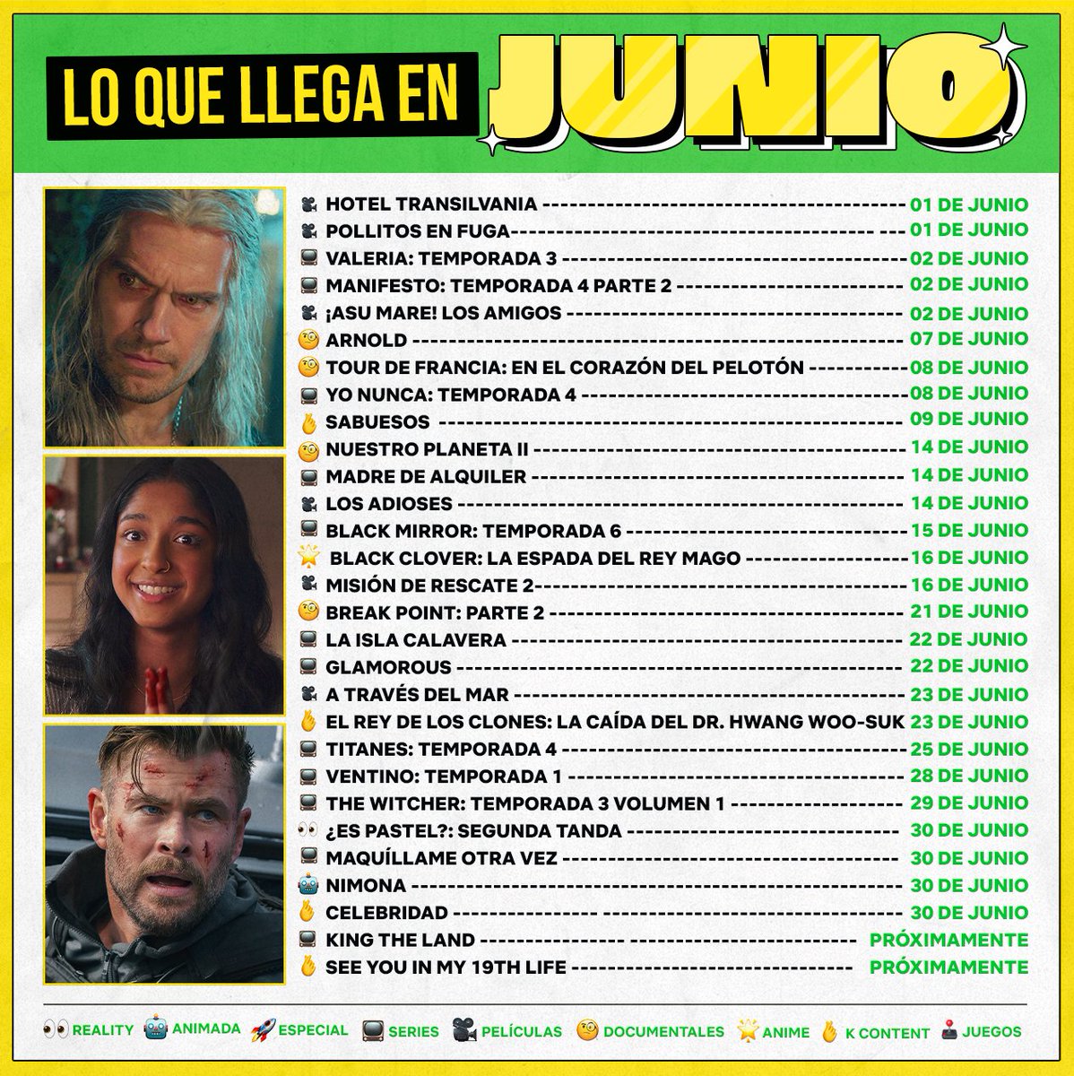 Entre 'The Witcher', 'Misión de Rescate 2', 'Yo nunca' y 'Black Mirror', este junio viene CON TODO. 🥳