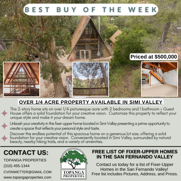 topangaprops's tweet photo. Best Buy of the Week!!!  Only $500,000!!

Chantal von Wetter | Topanga Properties
https://t.co/4V433QmMFo

#realestate #fixerupper #simivalleyrealestate #realestatedeals #BESTBUYHOMES #topangaproperties https://t.co/n3VAmnfBcR