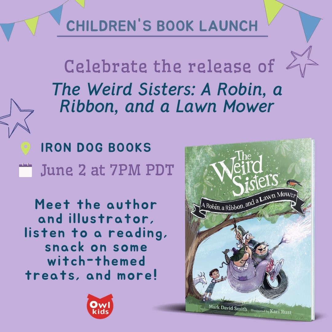 Join our very own Mr. Smith at his book launch for  The Weird Sisters: A Robin, a Ribbon and a Lawn Mower.  Book #2 in the series. 
June 2, 7 pm @IronDogBooks  
fb.me/e/4cvWAteHd
#KodiakTalent #supportlocalauthors