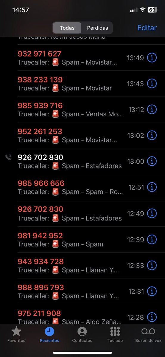 clozadapaz's tweet photo. Aló @MovistarPeru podrían dejar de hostigarme con sus llamadas por favor? He realizado una portabilidad hacia otro operador y pese a que ya se ha llevado a cabo siguen molestando todo el bendito día. Ya basta! Esta es solo una muestra de las llamadas de hoy @IndecopiOficial https://t.co/OdUK7jVIF3