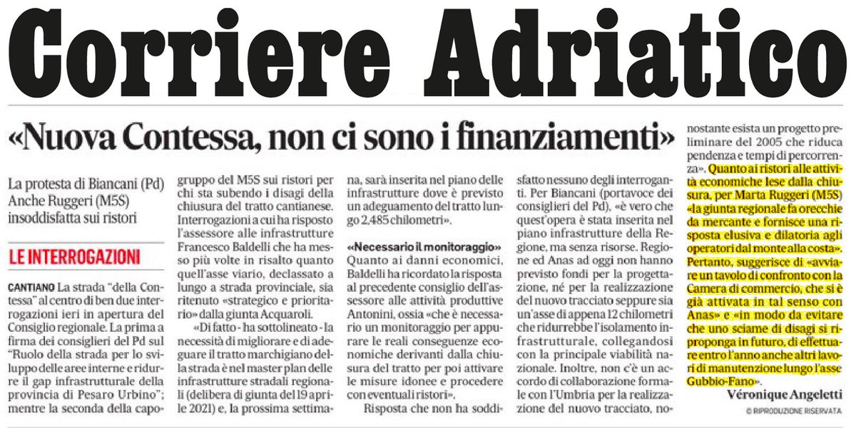 marta_ruggeri's tweet photo. Interrogazione di M5S sulla Statale 452
Ristori, la Regione fa orecchie da mercante
Ruggeri: «Risposta elusiva sui disagi provocati alle imprese dalla chiusura della Contessa»
La giunta regionale fa orecchie da mercante https://t.co/0WOMiRl3Pu