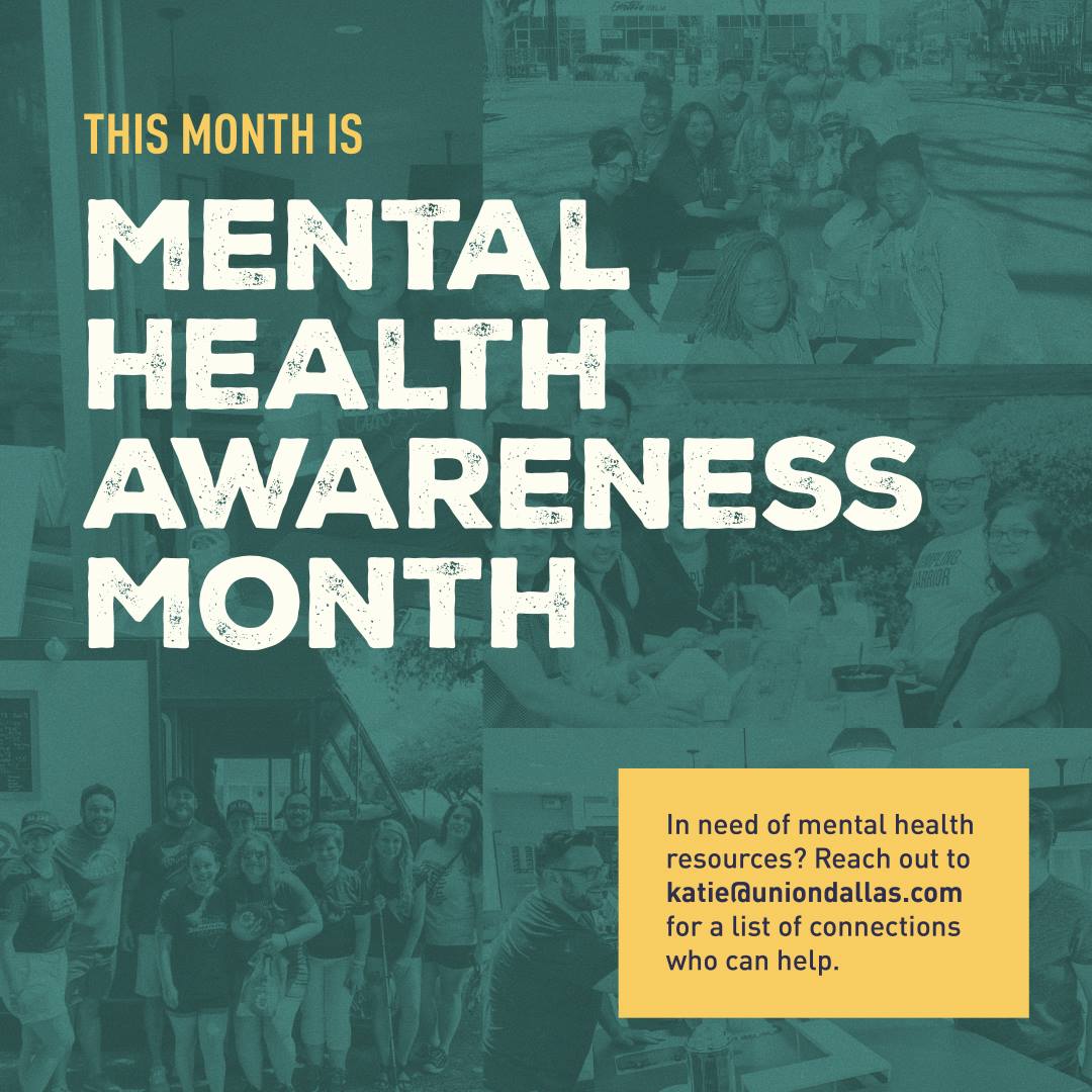 Uniondallas's tweet photo. Mental health is something that affects many members of our community, all in different ways. We want remind everyone that you are not alone. If you're in need of resources, reach out to katie@uniondallas.com for a list of connections who can help. https://t.co/yxCjLwz5Gz