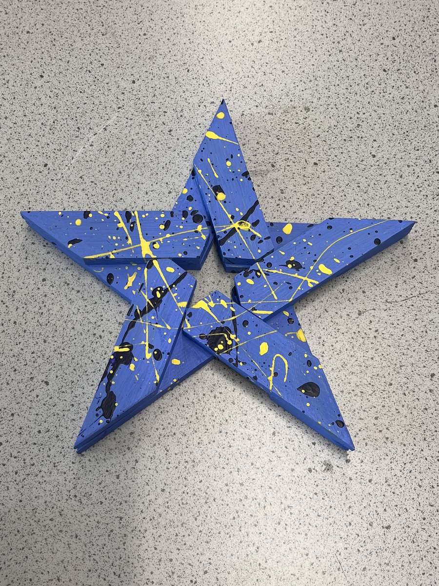 S1 super stars! Focussing on using a template to make 10 identical pieces. This is our last make of s1 to show how accurately we can work at the end of the year (and how much we’ve perfected that splatter technique!) #dalbeattiehighschool #bgedet #aimhighandholdtheaim