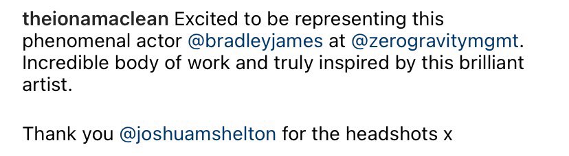 Looks like Bradley has new management—as shared by Iona Maclean on Instagram 👏🏻