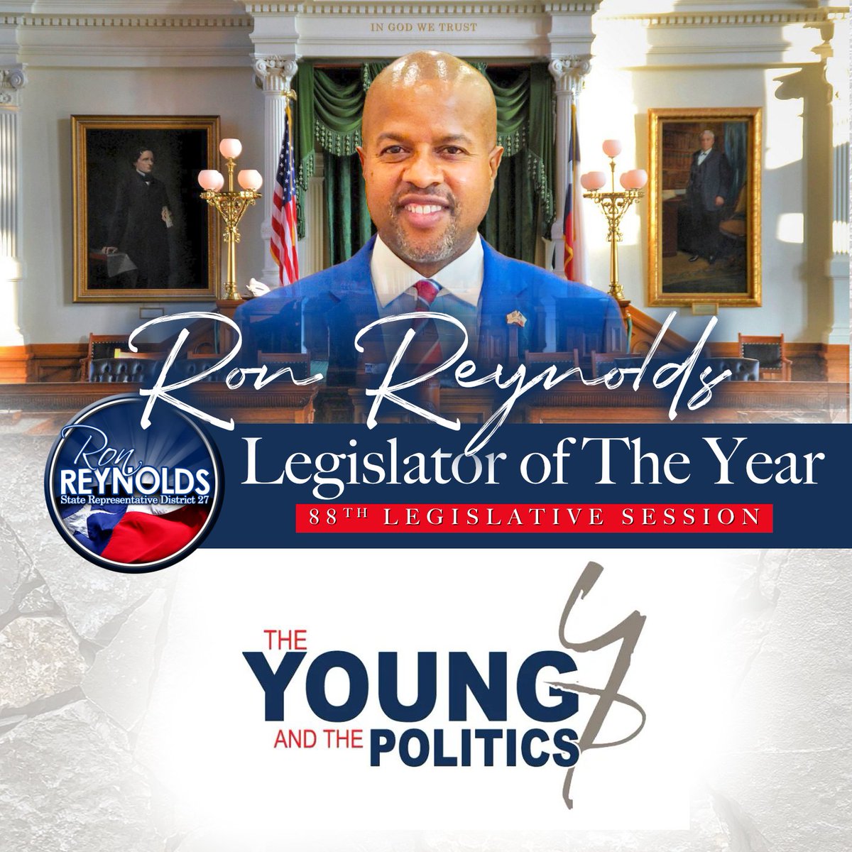 I'm honored and humbled to be named Legislator of the Year by The Young and The Politics for the 88th Legislative session. Congrats to my entire #TeamReynolds staff for helping me achieve this accomplishment! #txlege #blackexcellence #blessed