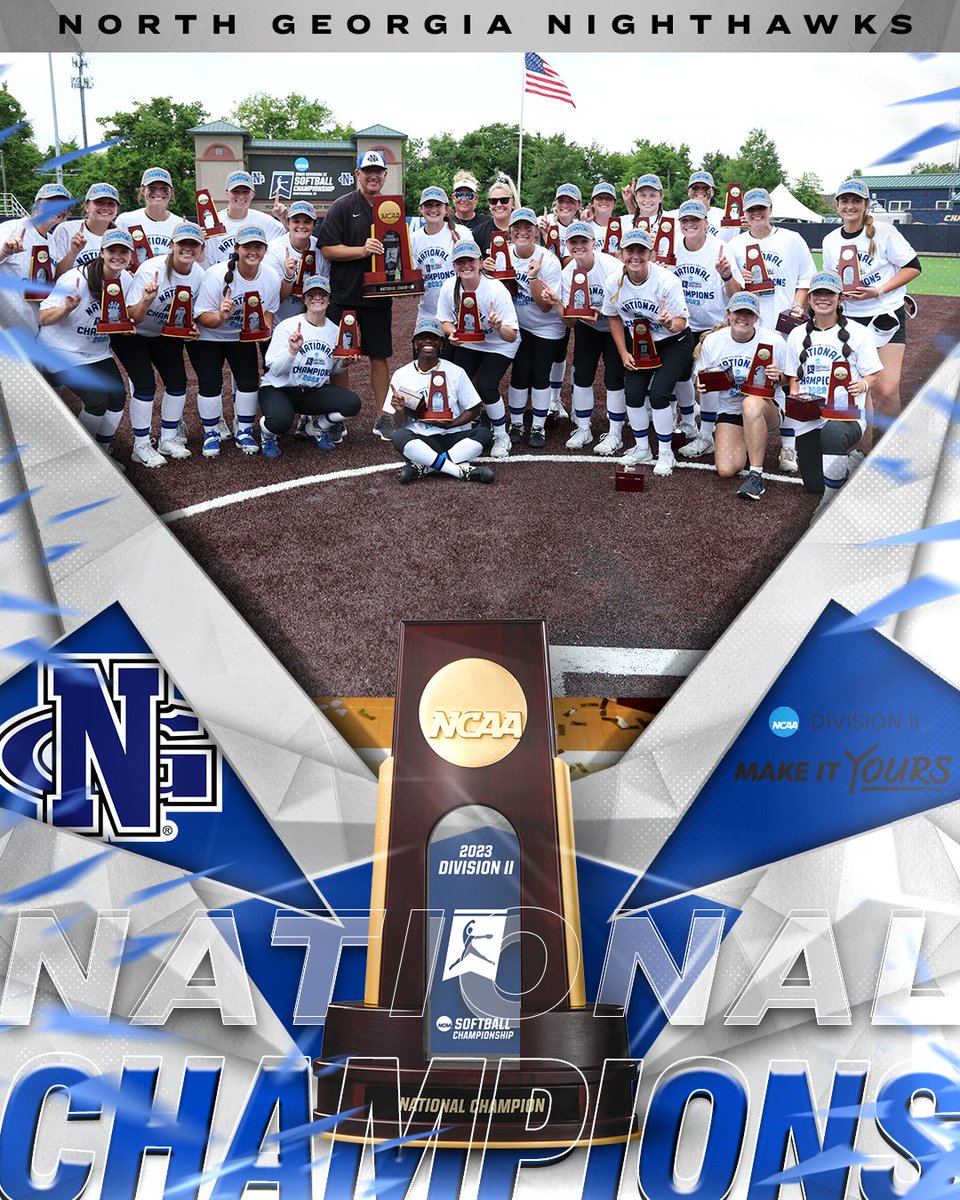 🏆🏆 @UNG_Nighthawks are your 2023 #D2SB Champions! It is UNG's second overal #D2SB title and first since 2015! #MakeItYours | #NCAAD2 🏆 : on.ncaa.com/23D2SBbracket