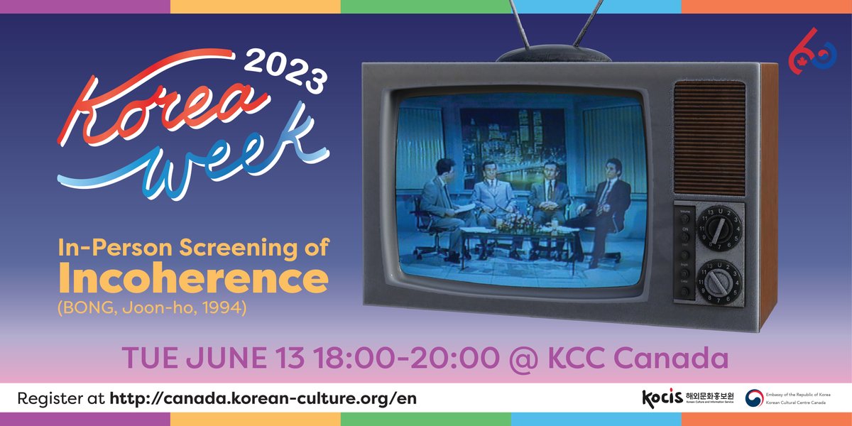 Mark your calendar for June 13, when <a href="/CanadaKCC/">Korean Cultural Centre Canada</a> is screening ‘Incoherence’ (1994) by Bong Joon-ho, the director behind the critically acclaimed ‘Parasite’ (2019). This is a rare chance to watch Bong’s early work! For more click here: canada.korean-culture.org/en/819/board/5… #OttawaFestivals
