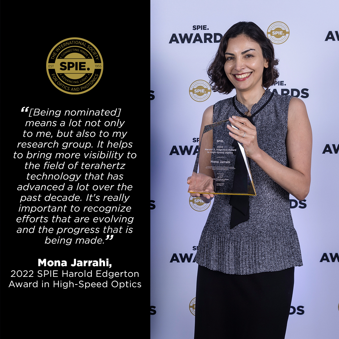 #WomanInSTEM Mona Jarrahi shares how it felt to be nominated for—and win!—an #SPIE Award in 2022. 💬

Celebrate your peers and recognize the collective innovation that drives us forward by nominating a trailblazer for a 2024 SPIE Society Award: spie.org/SPIE-Awards 🏆