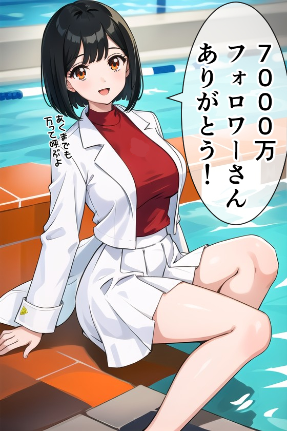 嬉しすぎてプールに来てみた女医ちゃん。 