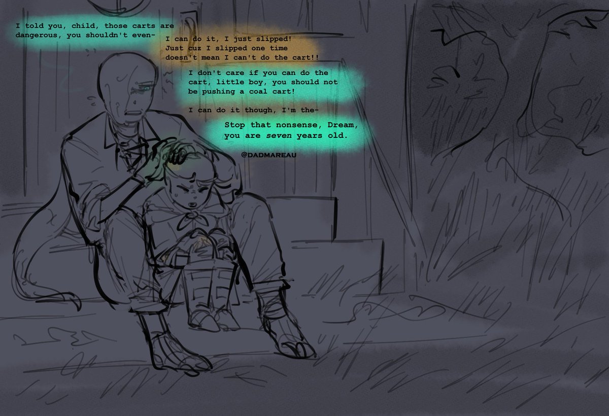 Answer to an ask about whether Nightmare ever bandages Dream's wounds.