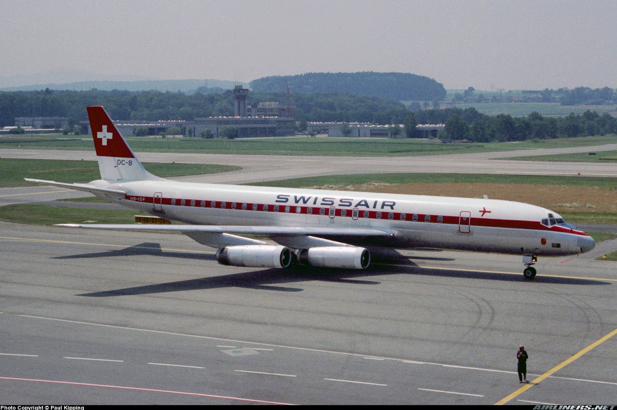 Swissair 
Douglas DC-8-62 HB-IDF
ZRH/LSZH Zurich Airport
July 1982
Photo credit Paul Kipping
#AvGeek #Aviation #Airline #AvGeeks 
#Douglas #DC8 #Swissair #ZRH #Zurich