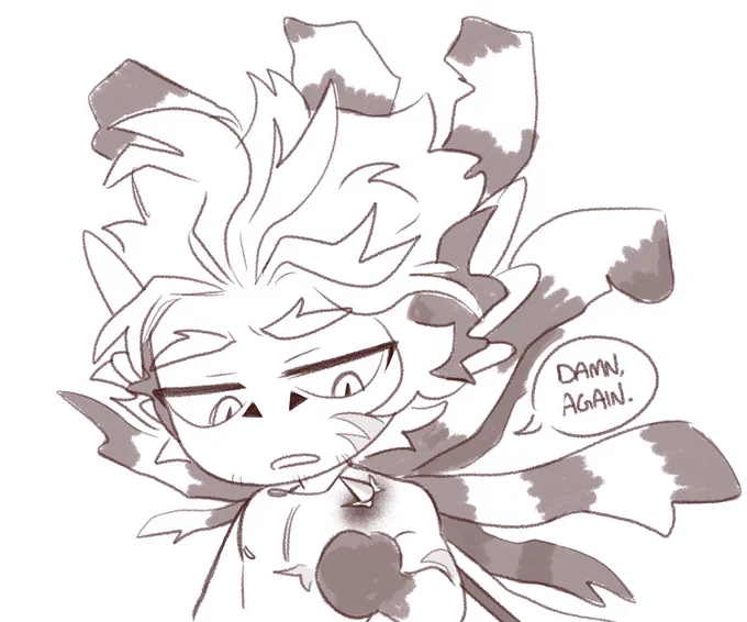 Fun(not rlly) fact: Lionfish are considered an invasive species and it's actually encouraged to spear them when you see them! Lionfish Hawks would probably get stabbed a lot 😔 That's why I drew him with lots of scars! 