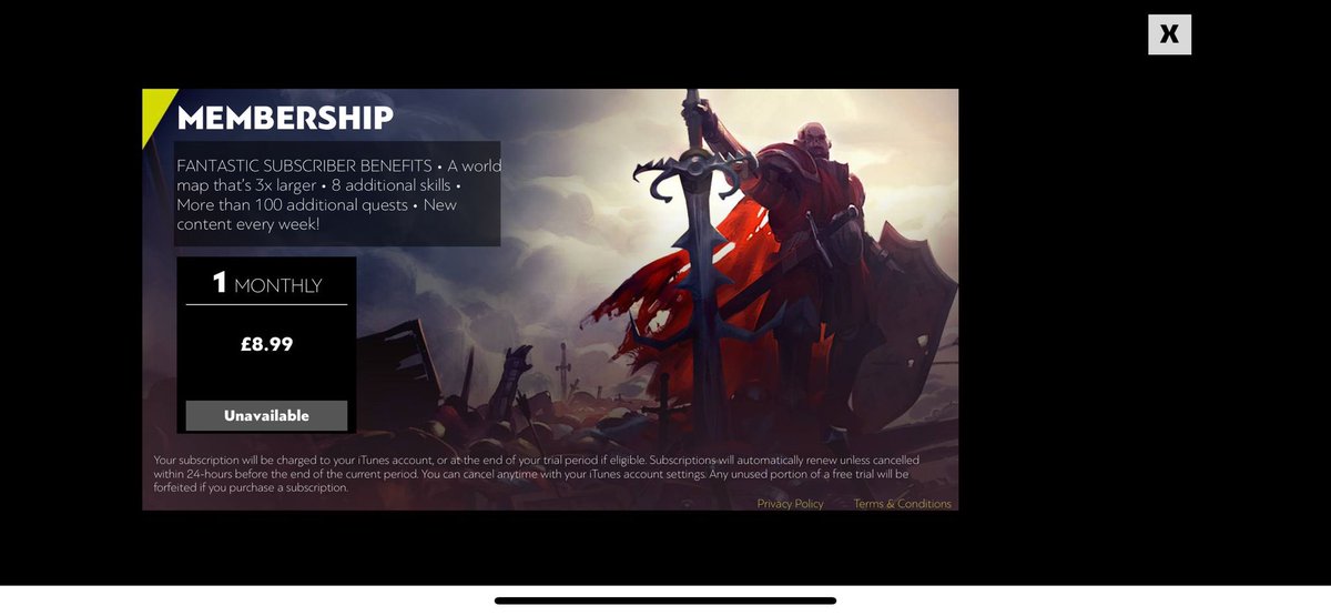 Draken315's tweet photo. @JagexSupport can’t find anything on your website to help, my mrs is trying to redo her OSRS membership on her phone and all she’s getting is it saying unavailable #OSRS https://t.co/gz1lTKMG8N