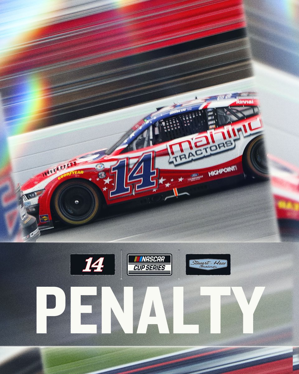 NEWS: The No. 14 team has been issued an L3-level penalty for counterfeiting a Next Gen part. 

The penalty is a loss of 120 driver and owner points, 25 NASCAR Playoff points, a six-race crew chief suspension and a $250,000 fine.