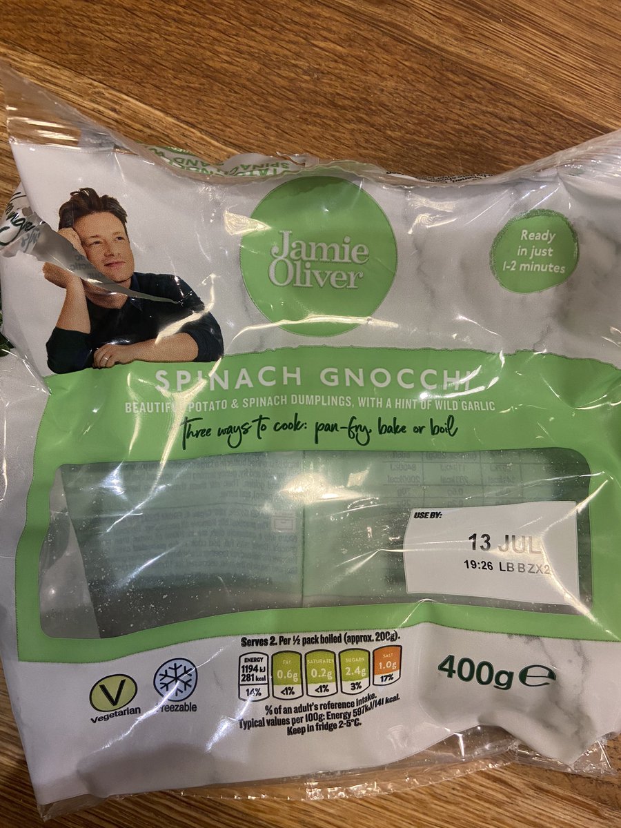 TheSwingSinger's tweet photo. @jamieoliver have you tasted your Spinach Gnocchi or did you just sign it off? It’s terrible, tastes like old dry tea.  #firstandlasttime https://t.co/WxVwjB88xg