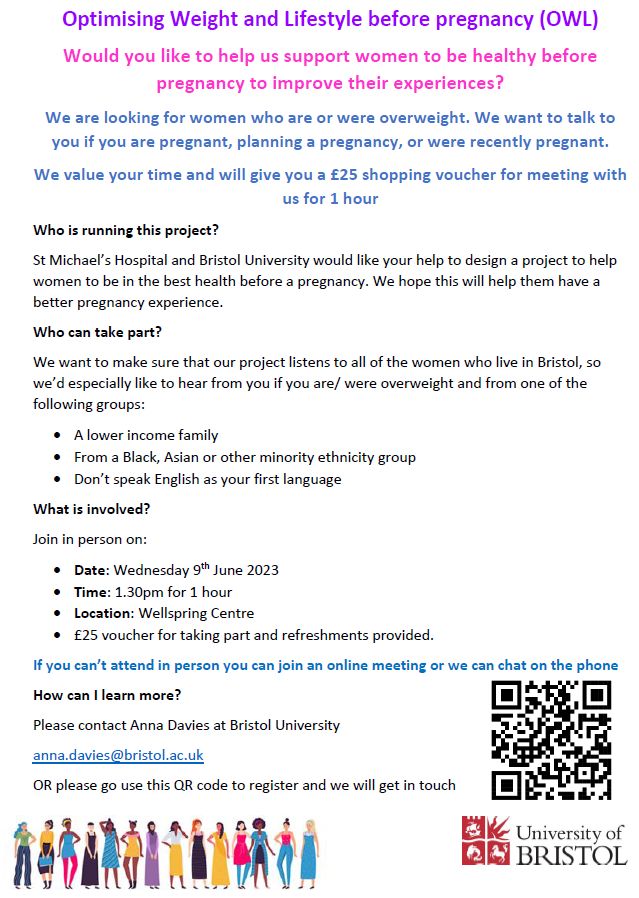 K_AEastwood's tweet image. OWL 🦉 (Optimising Weight and Lifestyle before Pregnancy). Help needed! ⬇️ @BNSSGMVP @PreconceptionUK @bump2baby @BristolMumsToBe @PregnancyActive @UK_ASO @uhbwNHS @BristolUni
#preconception #TTC