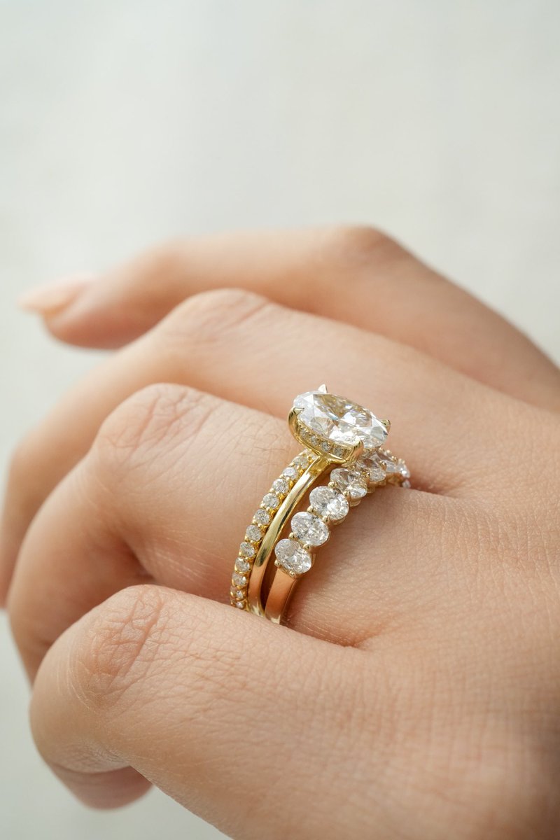 DoAmore's tweet image. A dreamy stack 🤍✨ Comment below if you’d wear this stunning trio. #DoAmore #engagementring #labdiamonds #love