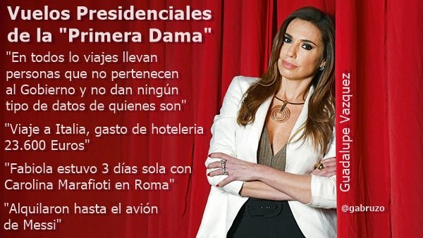 "LOS VUELOS DE FABIOLA"

Resumen informe de <a href="/guadavazquez/">Guadalupe Vázquez Oficial🌱</a> 

- No se sabe quienes son las personas que van como "agentes"
- No se sabe quien le paga el viaje a Marafioti"
- No hay información de porque Fabiola estuvo 3 días en Roma"
"No se sabe porque alquilaron el avión de Messi"