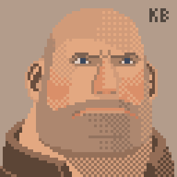 Taking a little break from Snoot Game, decided to try Heavy from TF2. I used dithering on this one just to see how I would do. I used the poster art of Heavy instead of the in game model. Hope you like it! :) #pixelart #TF2fanart #tf2heavy