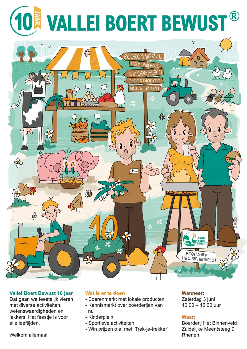 ValleiBB's tweet photo. Zaterdag is het zover: Vallei Boert Bewust viert haar tien jarig bestaan! Komen jullie dit meevieren? Op Boerderij het Binnenveld in Rhenen. Welkom!
#jubileum #gratisuitje #vooralleleeftijden #springkussen #dieren #buiten #boerenleven #welkom! https://t.co/z5xQ6TLC0F