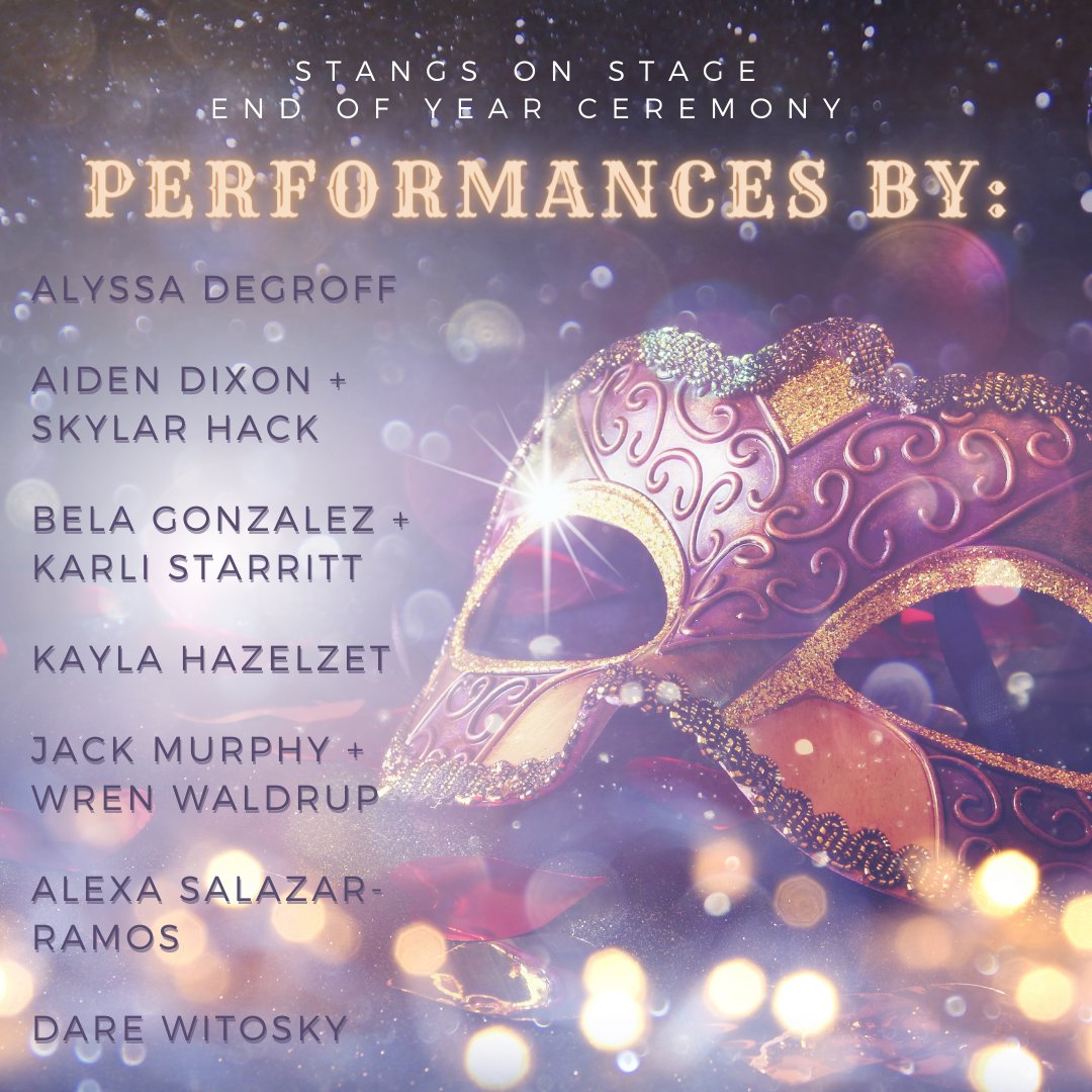 Make sure you have marked your calendar for the End of Year ceremony on Wednesday June 7th at 6:30pm. 

There will be awards, senior recognitions, the announcement of next year's season (maybe) and performances by these wonderful folks!