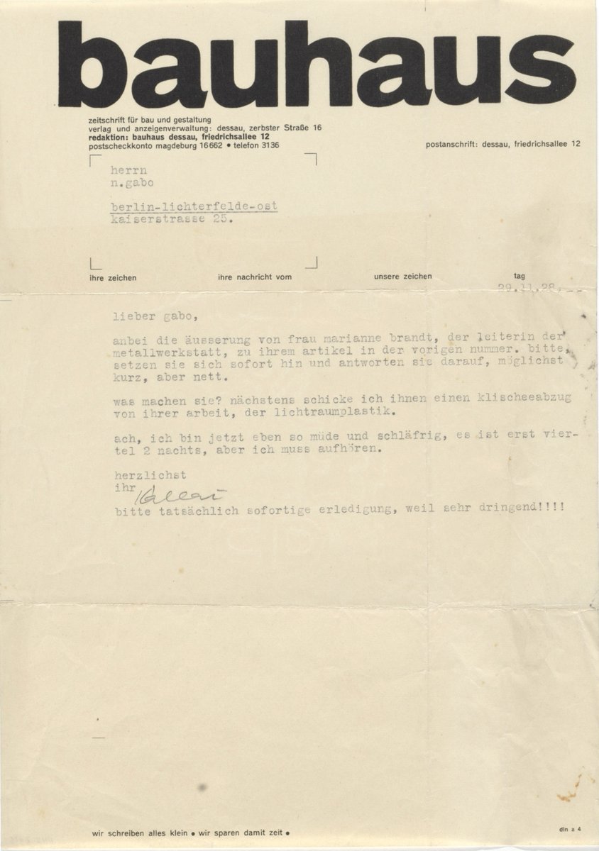 Letterheads designed by Herbert Bayer in the 1920s.

Source: MoMA