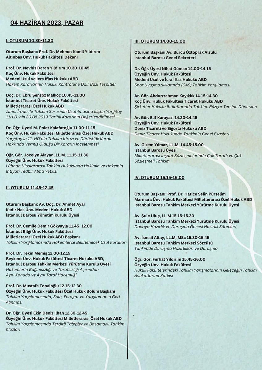 Tahkimde Güncel Gelişmeler Sempozyumu

İstanbul Barosu #TahkimMerkezi’nin, Marmara Üniversitesi Hukuk Fakültesi Milletlerarası Özel Hukuk Anabilim Dalı ve Özyeğin Üniversitesi ile birlikte düzenlediği Cumhuriyetin 100.yılında Hukuk Sempozyumları “Tahkimde Güncel Gelişmeler”