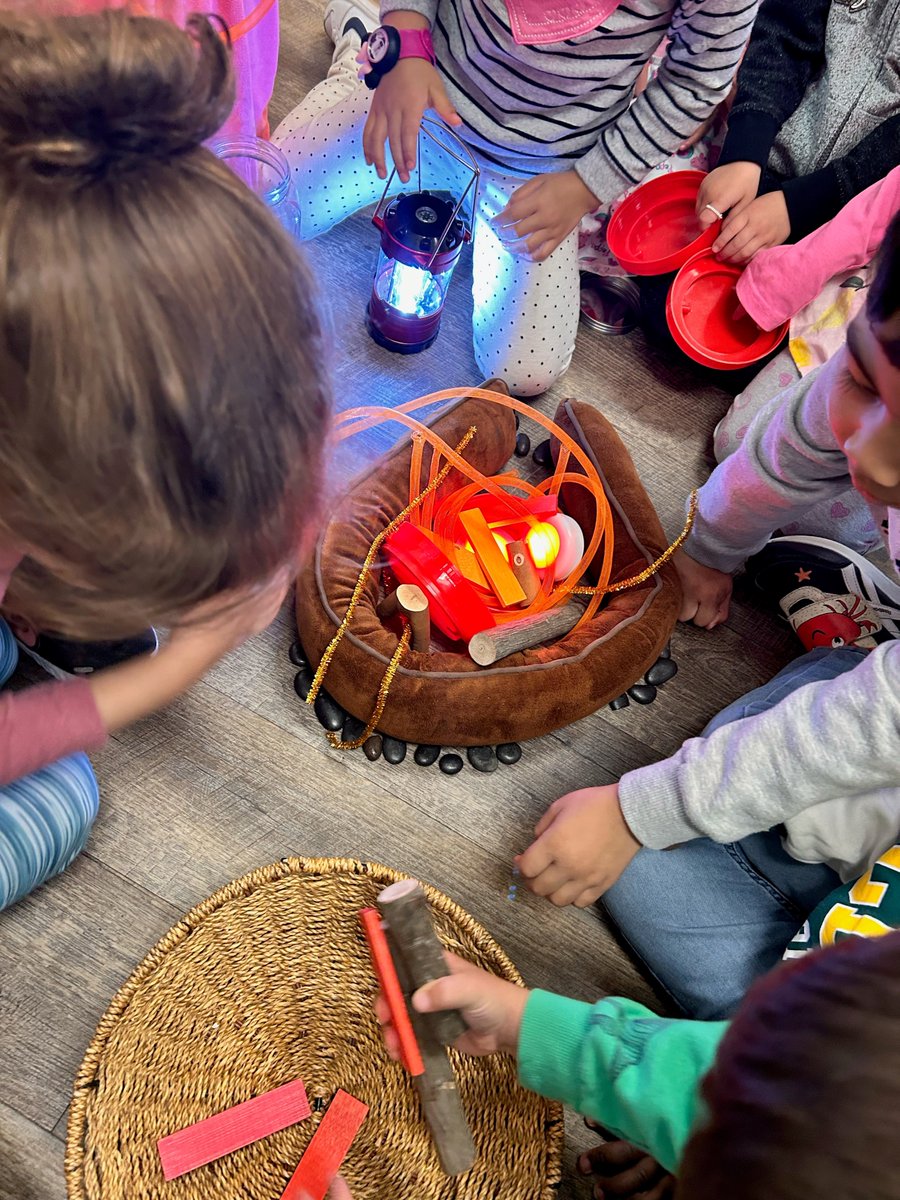 kcce_yr's tweet photo. Let’s make a 🔥  
The children in the Troopers room at St Monica made an indoor fire pit this morning using loose parts.  Different conversations were made and the children’s imagination came to life. We decided to also roast marshmallows and sing camp fire songs https://t.co/NCqT5B1n3A