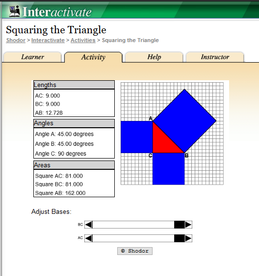 internet4classr's tweet photo. INFO: Squaring the Triangle. Learn about how the Pythagorean Theorem works, the standard geometric proof and explore the angle of measurements. https://t.co/fqtFdoMjXO #edchat #5thchat #6thchat #7thchat #algebra #printables https://t.co/ImZesQbl0i