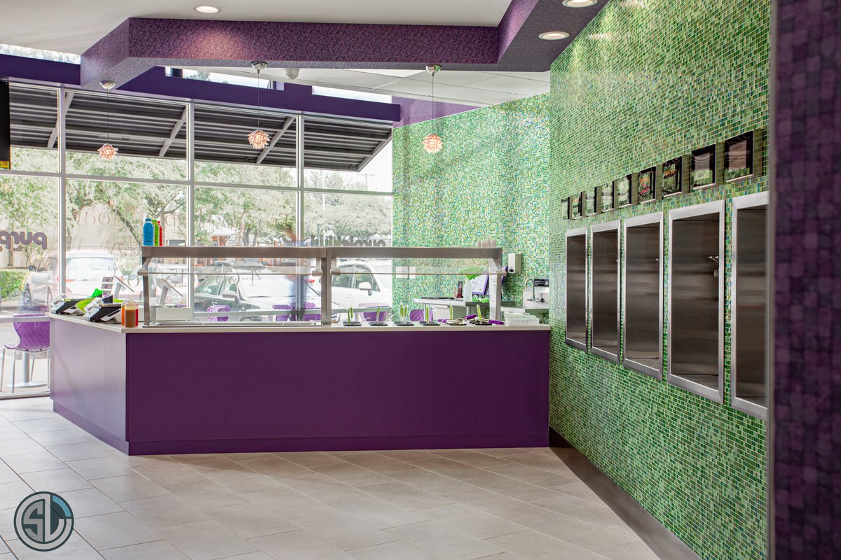 We recently completed the new location for
@PurpleKiwiFroYo in Frisco, TX. With a great selection of flavors and toppings that make it the perfect summer snack,  their cool atmosphere and friendly staff make it a great spot to spend the afternoon. #friscoTX #froyo #froyolove